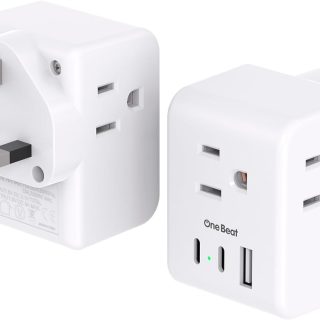 2 Pack US to UK Ireland Travel Plug Adapter, Type G Power Plug Adapter with 3 Outlets 3 USB Ports(2 USB C), European Travel Plug Adapter for USA to England London Scotland British Qatar Irish HongKong