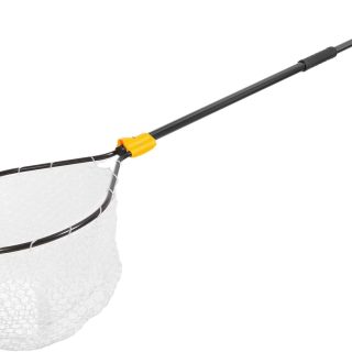 Frabill Conservation Telescoping Handle Net | Teardrop Hoop Size: 23" X 26" | Telescoping Handle: 35-60" | Netting: Tangle-Free Micromesh | Net Depth: 22",Black/Yellow