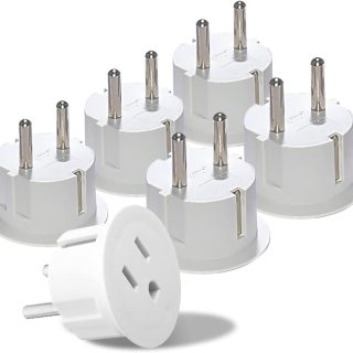 OREI American USA To European Plug Adapter – Type E/F Schuko Plug Adapter - Use in Germany, France, & More - CE Certified – For Mobile, Laptop & Camera Chargers - 6 Pack